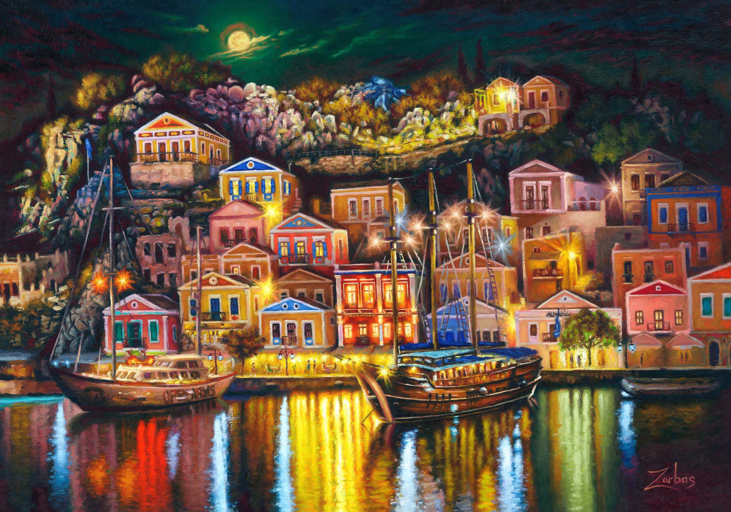 Symi painting by artist Zac Zorbas